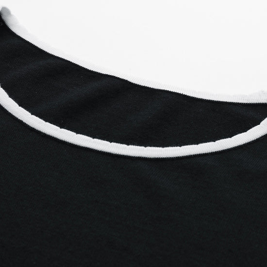 COMOBOCA Women's Contrast Trim Knit T-Shirt