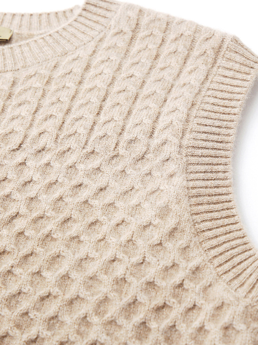 COMOBOCA 100% Cashmere Women's Knitted Sleeveless Sweater Vest