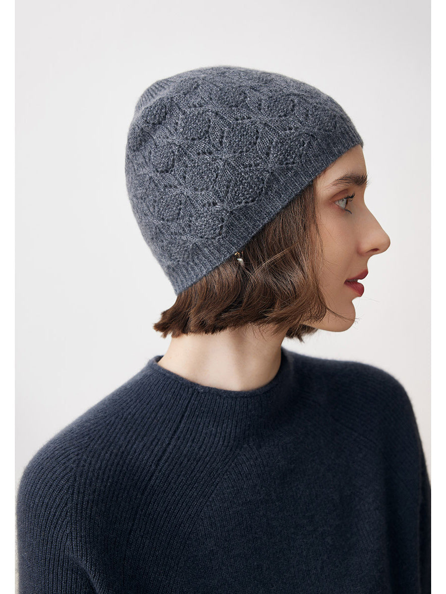 COMOBOCA Gray 100% Cashmere Luxurious Knit Beanie