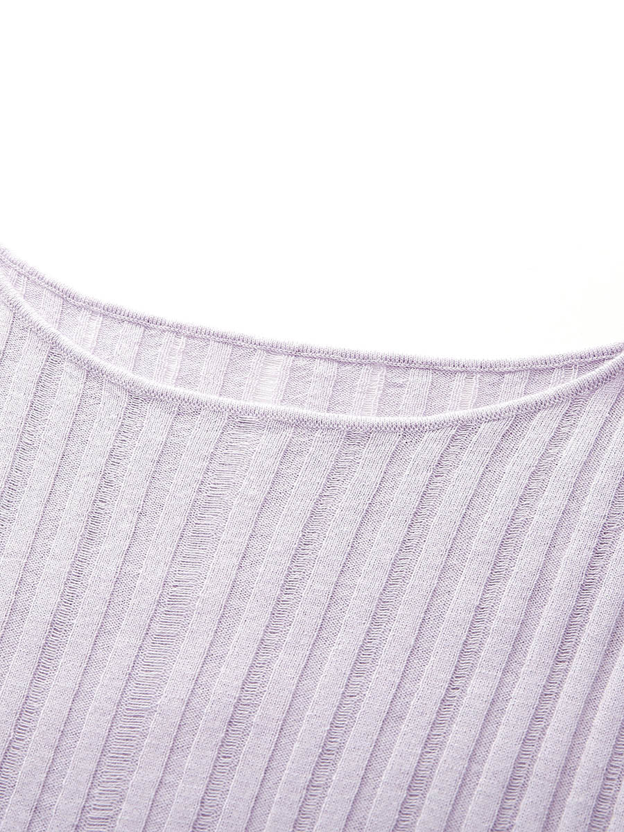 COMOBOCA Women's Ribbed Round Neck Knit Sweater