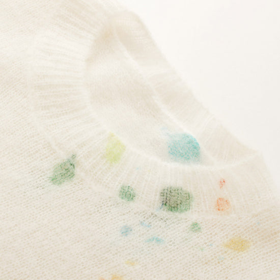 COMOBOCA Women's Sequined Floral Printed Round Neck Sweater