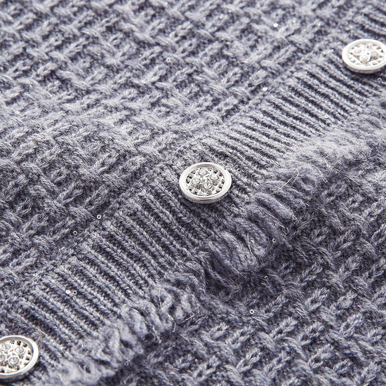 COMOBOCA 100% Wool Women's Button Down Frayed Hem Knit Vest