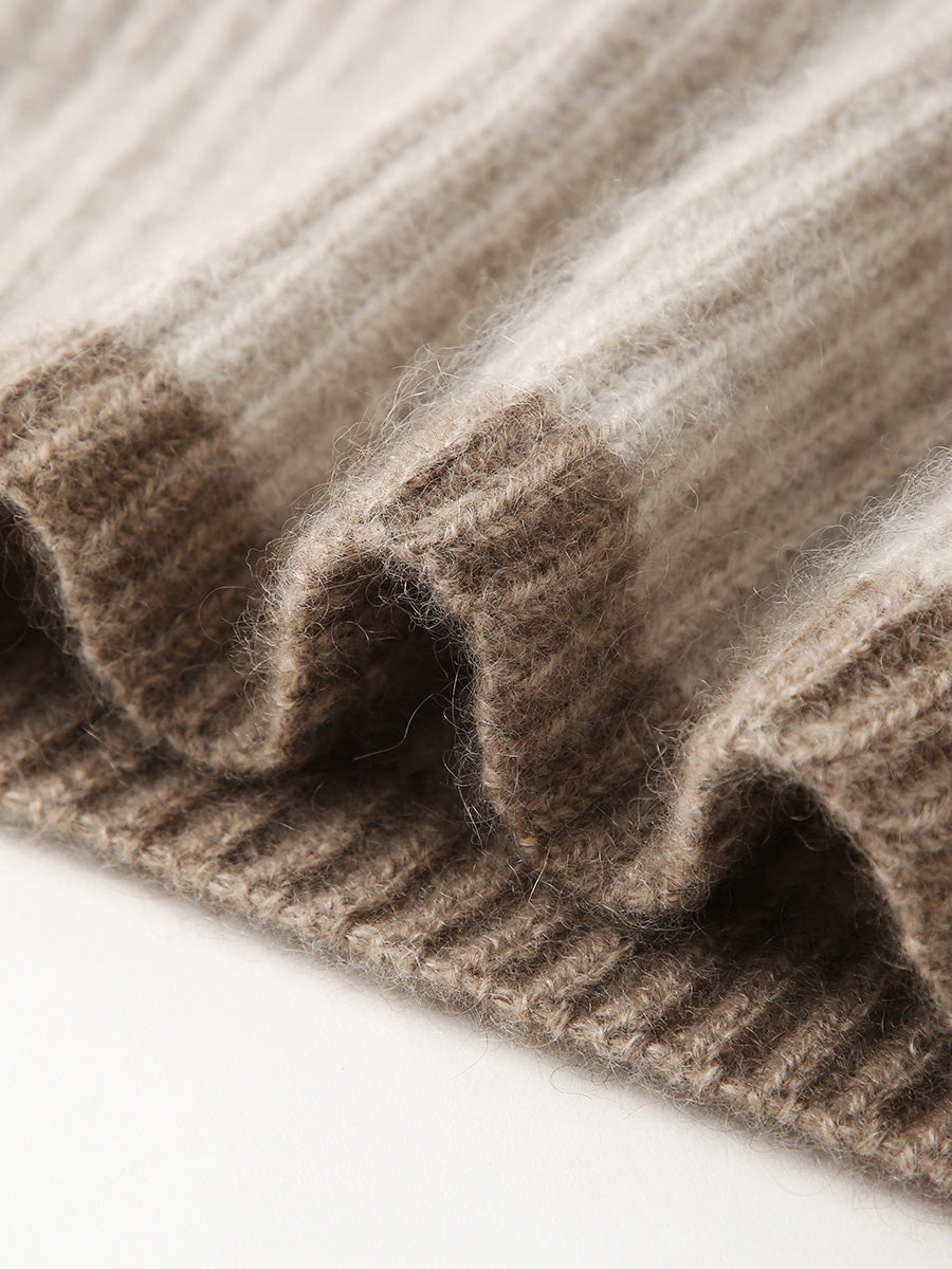 COMOBOCA 100% Cashmere Women's Ribbed Cozy Reversible Knit Hood