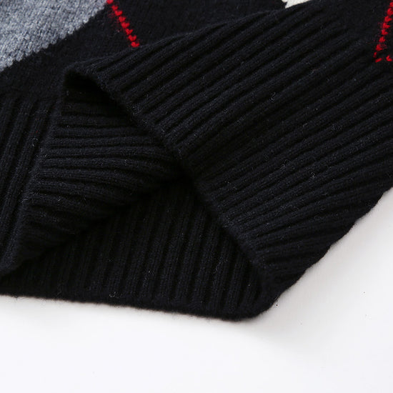 COMOBOCA 100% Wool Women's Argyle Pattern Knit Sweater