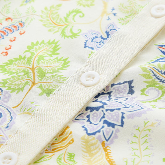 COMOBOCA Women's Floral Ribbed Button-Up Cardigan