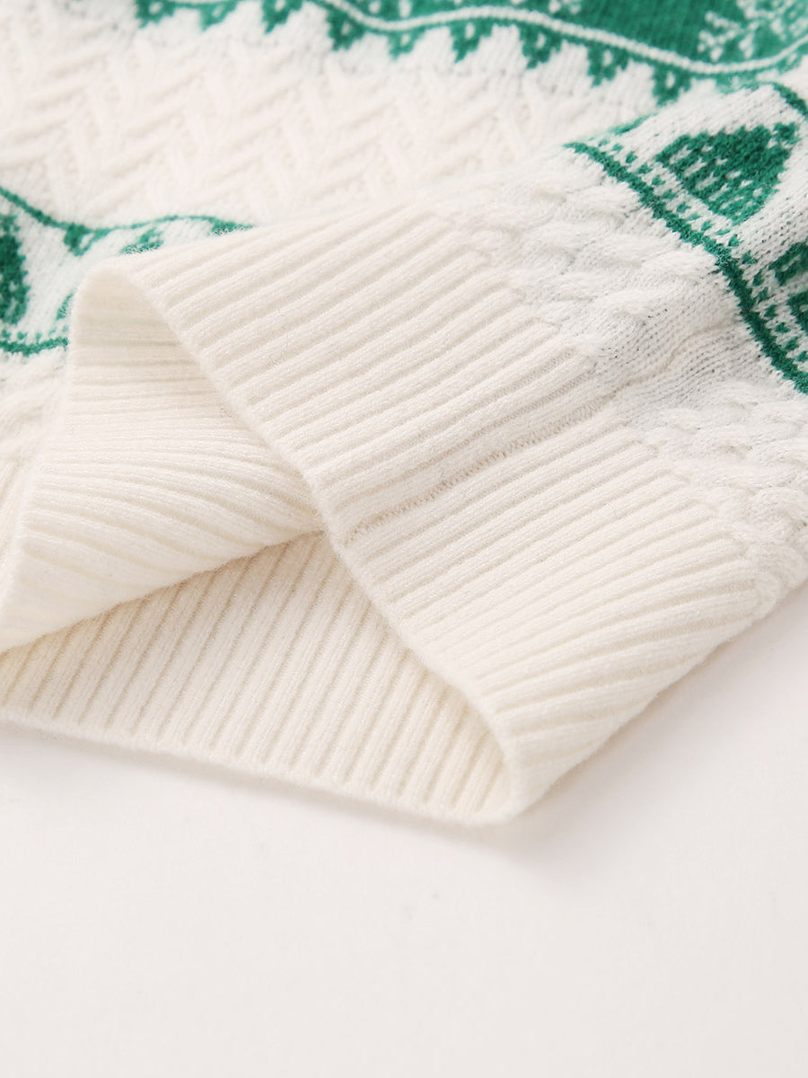 COMOBOCA 100% Wool Kids' Nordic Snowflake Knit Sweater