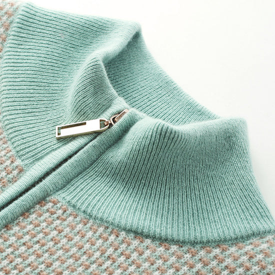 COMOBOCA 100% Cashmere Women's Textured Knit Zip Up Cardigan