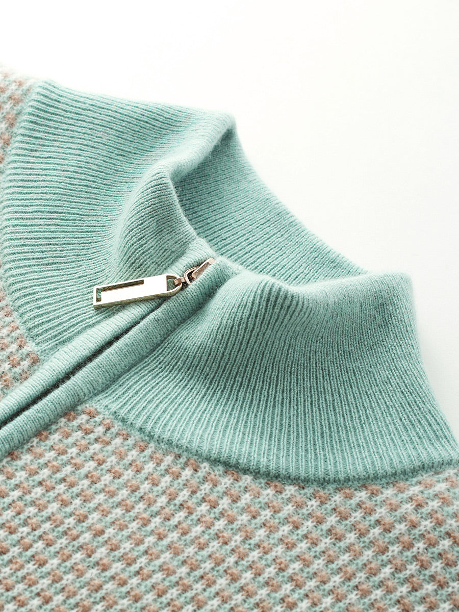 COMOBOCA 100% Cashmere Women's Textured Knit Zip Up Cardigan