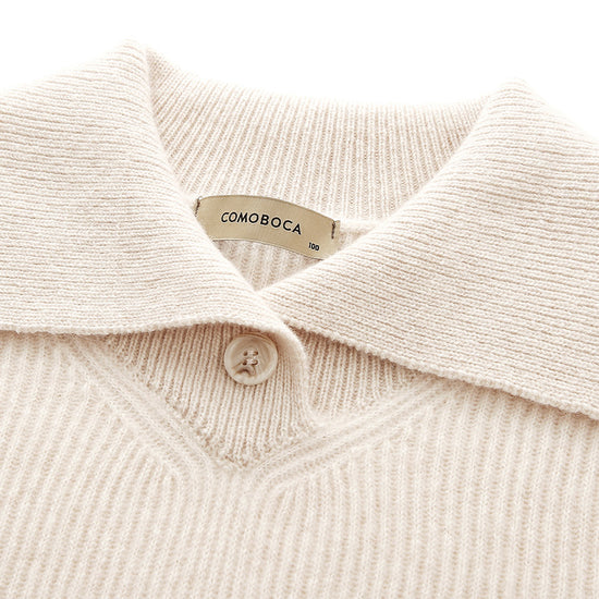 COMOBOCA 100% Cashmere Women's Ribbed Sailor Collar Knit Sweater