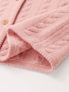COMOBOCA 100% Wool Kid's Floral Embroidered Cable Knit Cardigan