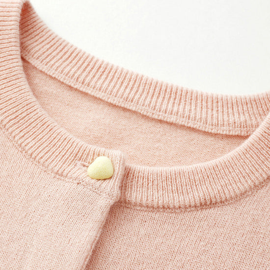 COMOBOCA 100% Wool Kids' Colorful Heart Shaped Buttons Cardigan