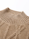 COMOBOCA 100% Cashmere Women's Cable Knit Mock Neck Sweater