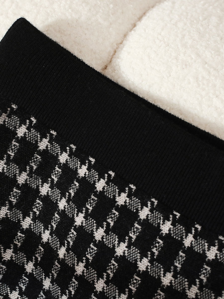 COMOBOCA Women's Plaid Wool Knit A Line Skirt