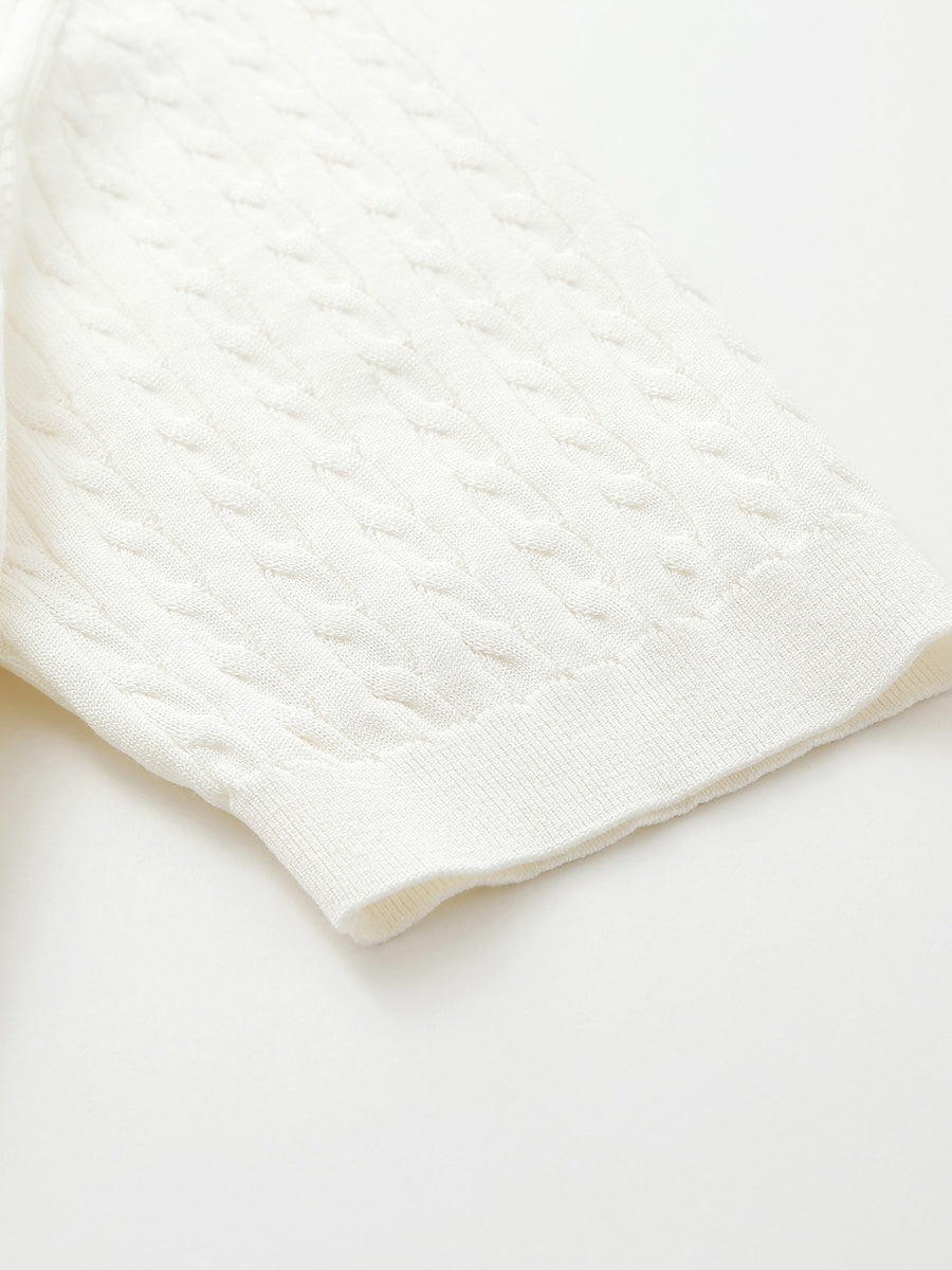 COMOBOCA Women's Cable Knit Polo T-Shirt