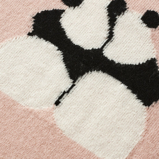 COMOBOCA 100% Wool Kids' Panda Pattern Round Neck Sweater