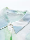 COMOBOCA 100% Mulberry Silk Women's Watercolor Print Shirt