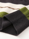 COMOBOCA 100% Wool Women's Cozy Striped Knit Sweater