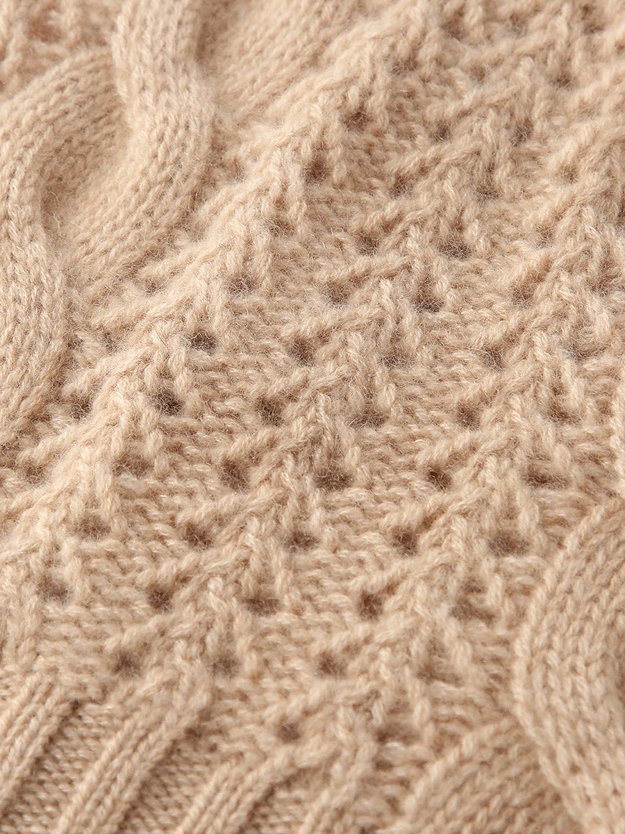 COMOBOCA 100% Cashmere Classic Cable Knit Beanie