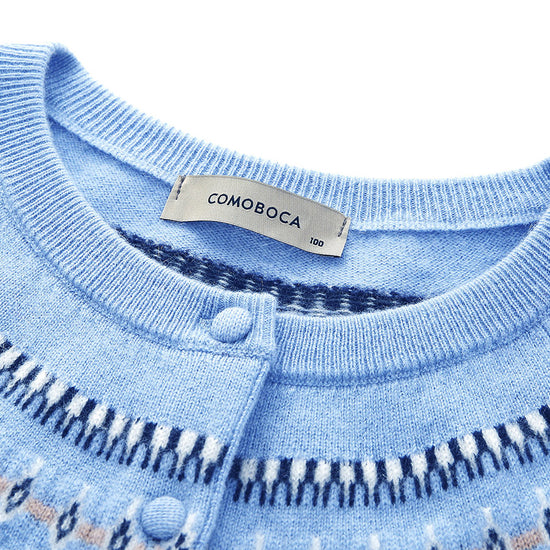 COMOBOCA 100% Cashmere Women's Fair Isle Cardigan Sweater
