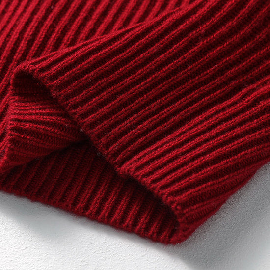 COMOBOCA 100% Wool Women's Half-High Neck Zip Cardigan