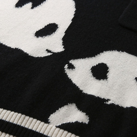 COMOBOCA 100% Cashmere Women's Panda Pattern Polo Collar Sweater