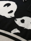 COMOBOCA 100% Cashmere Women's Panda Pattern Polo Collar Sweater