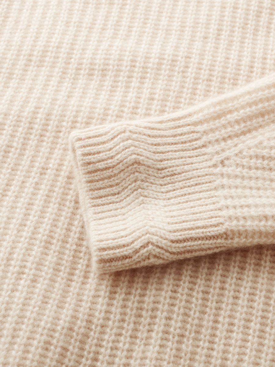 COMOBOCA 100% Cashmere Women's Ribbed Round Neck Sweater