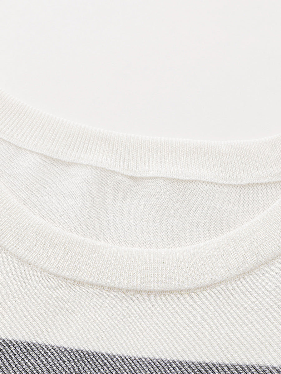 COMOBOCA Women's Farm Scene Striped Knit T-Shirt