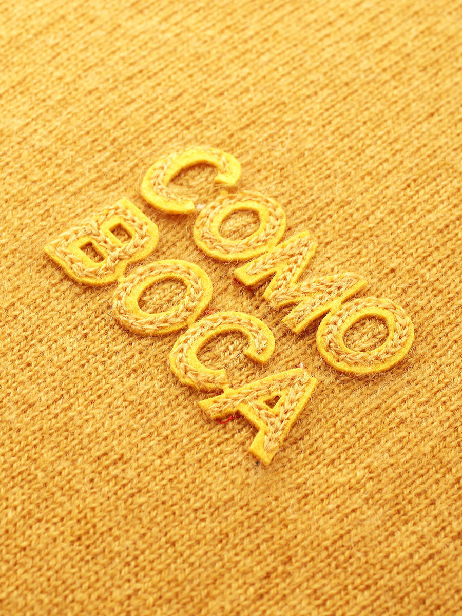 COMOBOCA 100% Cashmere Women's Embroidered Logo Short Sleeve Sweater