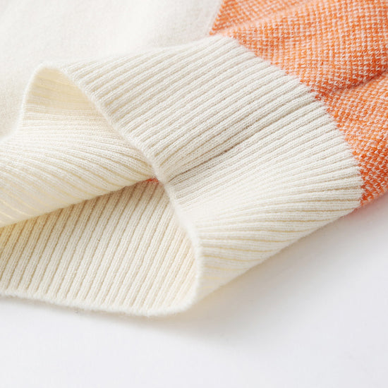 COMOBOCA 100% Cashmere Women's Color Block Plaid Sweater