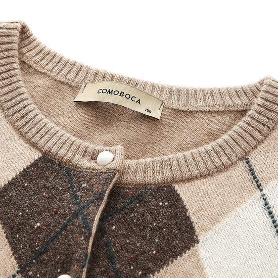 COMOBOCA 100% Cashmere Women's Argyle Pattern Cardigan
