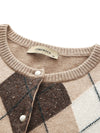 COMOBOCA 100% Cashmere Women's Argyle Pattern Cardigan
