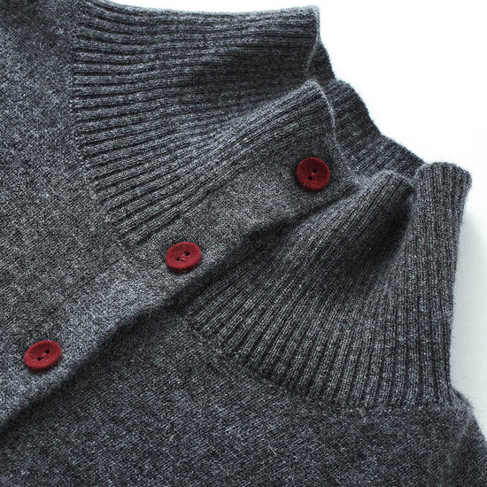 COMOBOCA 100% Cashmere Women's Turtleneck Button Front Knit Cardigan
