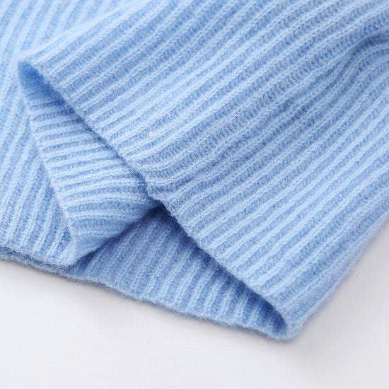 COMOBOCA 100% Cashmere Women's Faux Button Sweater with Lace Cuff