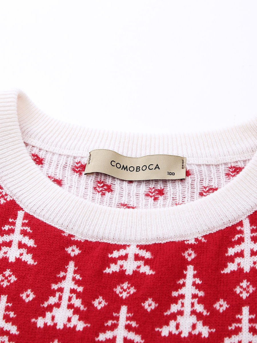 COMOBOCA 100% Wool Women's Reindeer Knit Sweater