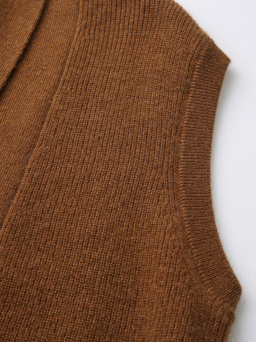 COMOBOCA 100% Cashmere Women's Knit Sleeveless Wrap Vest