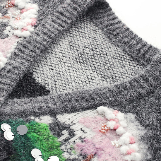 COMOBOCA Women's Landscape Patterned Knit Cardigan