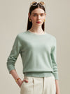 COMOBOCA Light Green 100% Cashmere Women's Button-Accent Sweater