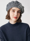 COMOBOCA 100% Cashmere Elegant Houndstooth Knit Beret