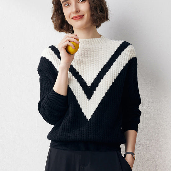 COMOBOCA 100% Cashmere Women's Mock Neck Knit Sweater
