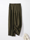 COMOBOCA Olive Green 100% Mulberry Silk Women's Reversible High Waist Pants