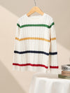COMOBOCA 100% Wool Kids' Colorful Striped Knit Sweater