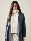 COMOBOCA Beige 100% Cashmere Scarf with Fringes and Metallic Shimmer