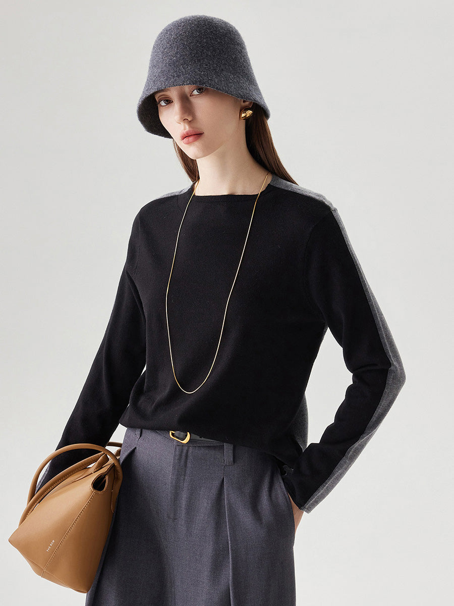 COMOBOCA Black Women's Reversible Color-Blocked Knit Sweater