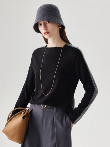 COMOBOCA Black Women's Reversible Color-Blocked Knit Sweater