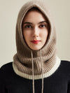 COMOBOCA 100% Cashmere Women's Ribbed Cozy Reversible Knit Hood