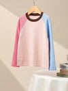 COMOBOCA 100% Wool Kid's Casual Colorblock Knit Sweater