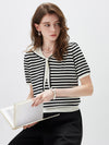 COMOBOCA Women's Striped Sailor Collar Knit Top