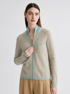 COMOBOCA 100% Cashmere Women's Textured Knit Zip Up Cardigan
