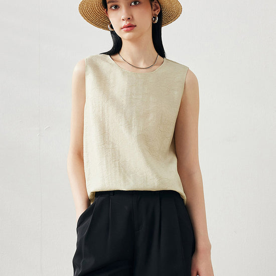 COMOBOCA Light Green Women's Textured Back Keyhole Tank Top